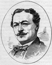 Porträt von Edouard Louis Dubufe (1820-1883), französischer Maler. Gravur in „Le Monde Illustré“ Nr. 890 vom 2. Mai 1874.