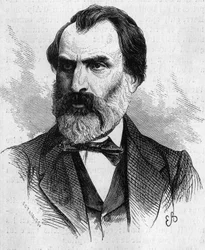 Porträt von Eugene Pelletan (1813-1884), französischer Politiker. Gravur in „Le Monde Illustré“ Nr. 634 vom 5. Juni