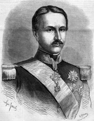 Porträt von Franz II. (1836-1894), König von Neapel. Gravur in „Le Monde Illustré“ Nr. 172 vom 28. Juli 1860.