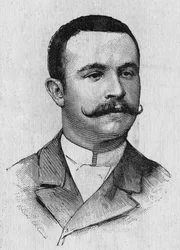 Porträt von François Lhoste (1859-1887), französischer Luftfahrer - in „Album der Wissenschaft; berühmte Gelehrte; Große Entdeckungen“ 1896