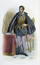 Porträt von Francois de Guise, französischer Generalleutnant (1519-1563) - in „Le Plutarque français“