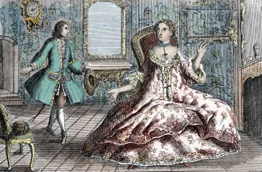 Porträt der französischen Kriminellen Marie Catherine Taperet Lescombat und ihres Liebhabers Henri Mongeot