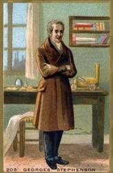 Porträt von George Stephenson (1781-1848). Chromolithografie des späten 19. Jahrhunderts