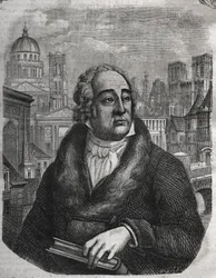 Porträt von Jacques-Antoine Dulaure (1755-1835) französischer Archäologe und Historiker - Gravur in Die physische, zivile und moralische Geschichte von Paris: von den ersten historischen Zeiten bis zur Gegenwart von Jacques Antoine Dulaure. 1853