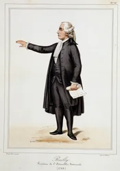 Porträt von Jean Sylvain Bailly (1736 - 1793) - in „Sammlung von Kostümen, Waffen und Möbeln für die Geschichte der französischen Revolution und des Kaiserreichs“ von Horace de Viel-Castel