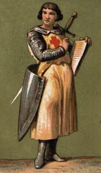 Porträt von Jean de Joinville (1225-1317), französischer Chronist, Freund und Vertrauter von König Ludwig IX., den er auf den VII. Kreuzzug begleitete. Chromolithographie des 19. Jahrhunderts.