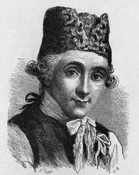 Porträt von Jefferies, Wissenschaftler, der Blanchard bei der ersten Ballonüberquerung des Kanals begleitete - in Album der Wissenschaft; berühmte Wissenschaftler; Große Entdeckungen 1896