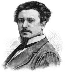Porträt von Karl Daubigny (1846-1886), französischer Maler. Gravur in „Le Monde Illustré“, 5. Juni