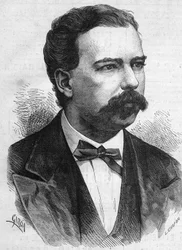 Porträt von Manuel Pardo (1834-1878), Präsident von Peru von 1872 bis 1876. Gravur in „Le Monde Illustré“ Nr. 1132 vom 7. Dezember 1878.