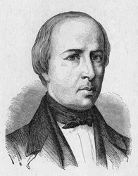 Porträt von Pétin, der ein Luftschiff erdachte - in „Album der Wissenschaft; berühmte Gelehrte; Große Entdeckungen“ 1896.