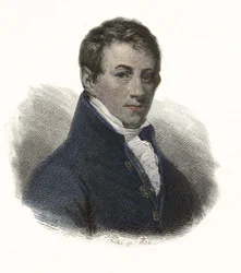 Porträt von Sir Humphry Davy (1778-1829), englischer Chemiker und Physiker. In „Portraits des Hommes Useful“