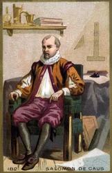 Porträt von Solomon de Caus (1576-1626). Chromolithographie des späten 19. Jahrhunderts.