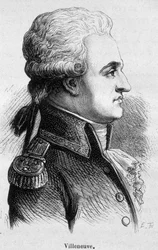 Porträt von Villeneuve, französischer Admiral (1763 - 1806), er eröffnete die Schlacht von Trafalgar, die in einer Katastrophe endete, und beging anschließend Selbstmord - in „L