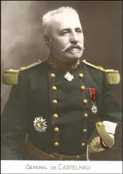 Porträt des französischen Generals Noel Edouard de Curieres de Castelnau (1851-1944). Postkarte aus dem 20. Jahrhundert