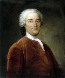 Porträt des französischen Romanciers und Moralisten Charles Pinot Duclos (1704-1772), Bürgermeister von Dinan. Gemälde des 18. Jahrhunderts im Museum von Dinan