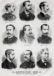 Porträts der Hauptzeugen in der Dreyfus-Zola-Affäre in „Le Petit Journal“, 27. Februar