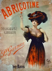 Werbeplakat für Abricotine, hergestellt von P. Garnier, Paris