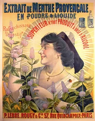 Plakat, das Extrait de Menthe Provencale, französischen Digestif, bewirbt