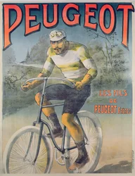 Plakat zur Werbung für die Fahrräder Peugeot