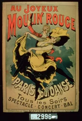 Plakat für Paris Tänze im fröhlichen Moulin Rouge, Paris
