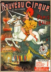 Plakat für eine Reitzeitschrift im „Nouveau Cirque“ in der Rue Saint-Honoré in Paris