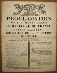 Proklamation an die Einwohner der Stadt Marseille, datiert 9. März