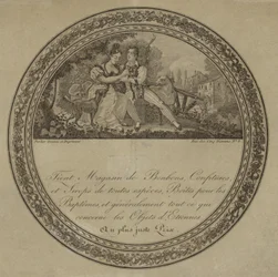 Produktetikett für eine französische Süßwarenhandlung