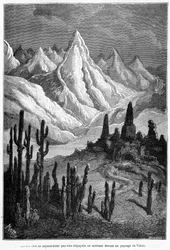 Imaginäre Projektion einer Landschaft der Venus - in „Die Länder des Himmels“ von Camille Flammarion, ed. Marpon & Flammarion, Paris