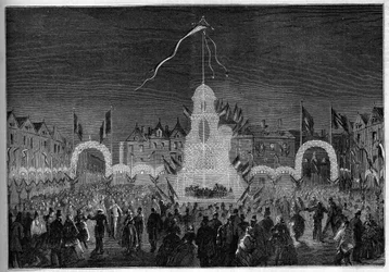 Öffentliche Illuminationen und Tänze zum Fest des 15. August. Abbeville, Somme (80)