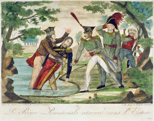 Prinz Joseph Poniatowski (1763-1813) aus der Elstera ziehen, 1813
