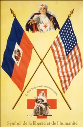 Rotkreuzplakat „Symbole der Freiheit und Menschlichkeit - Das Rote Kreuz, die Mutter aller Nationen“, ohne Datum, zwischen 1914-1918.