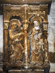 Relief von einem Kapitell, das die Verkündigung darstellt