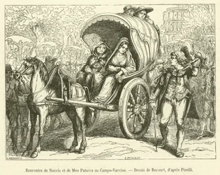 Begegnung von Nuccia und Meo Patacca auf dem Campo-Vaccino (Gravur)