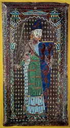 Darstellung von Geoffroi V. (Geoffroy) Le Bel Plantagenet (Graf von Maine und Anjou, Herzog der Normandie) (1113-1151). Grabplatte in Email. 1151. Musée de Tessé. Le Mans