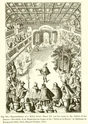 Darstellung eines Balletts vor Heinrich III. und seinem Hof im Louvre