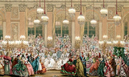 Darstellung einer Maskerade am Hofe von König Ludwig XV.