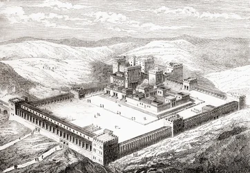 Wiederhergestellter Zweiter Tempel, der Salomos Tempel in Jerusalem ersetzte, aus Les Merveilles de la Science, veröffentlicht 1870