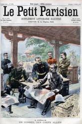 Revolte der Boxer: Ein Rat der alliierten Führer (Franzosen, Russen, Amerikaner, Engländer, Japaner) - in "Le Petit Parisien"