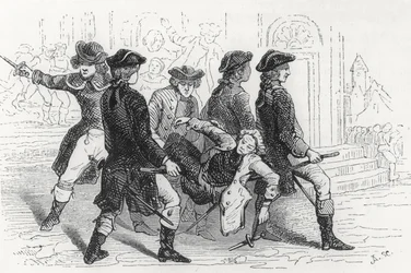 Aufruhr in Rennes, verwundeter Herr, Illustration aus Bretagne et Vendee, Histoire de la Revolution dans l