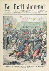 Aufruhr in Treguier bei der Einweihung einer Statue von Renan, Titelillustration von 
