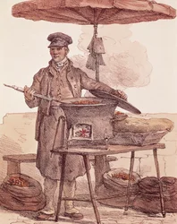 Maroniverkäufer, Druck, Frankreich