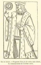 König der Münzen, Fragment eines unkolorierten Kartenspiels aus dem frühen 16. Jahrhundert