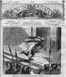 Romanserie: „Notre Dame de Paris“ von Victor Hugo (1802-1885). Quasimodo und Esmeralda. Gravur in „Les bons romances“