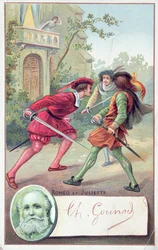 Romeo kämpft gegen Tybalt in Gounods Oper Romeo und Julia, adaptiert nach dem Stück von William Shakespeare (1564-1616)