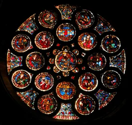 Rosettenfenster, das den Alten Bund darstellt, ca. 1235