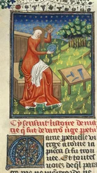 Jaia von Cyzicus, mit Kamm, Spiegel und Bildhauerwerkzeugen, Illustration aus 