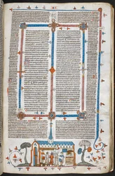 Bas-de-page-Szene von Kommunikanten bei einer Messe