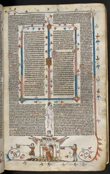 Szene eines berittenen Ritters, der aus einer Burg hervorkommt, ca. 1300-40
