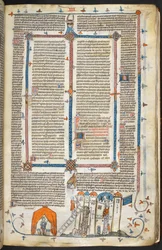 Angriff auf eine befestigte Burg und Randdekoration, Illustration aus 