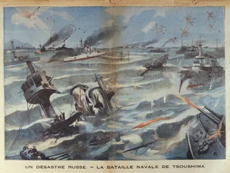 Russisches Seedesaster während der Schlacht von Tsushima, Illustration aus Le Petit Parisien